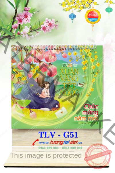 In Lịch gỗ để bàn đế gỗ Tết An Khang