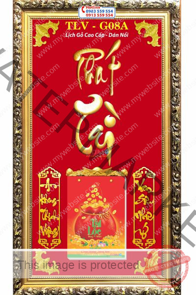 Lịch gỗ khung vàng Chữ Phát Tài